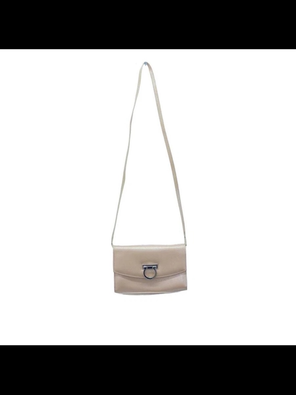 Salvatore Ferragamo Beige Leather Crossbody with Signature Gancini Hardware